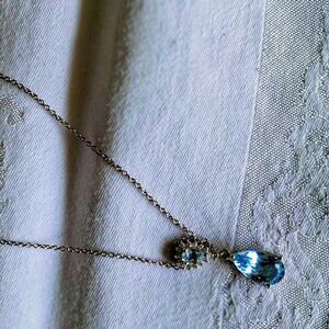 New Sterling Silver Aquamarine Necklace JUST IN TIME FOR CHRISTMAS! 18"+2.75" EX